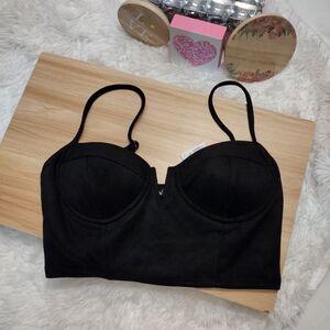 Biashe Black 🖤  Velvet Cropped Bustier Top Medium 🆕